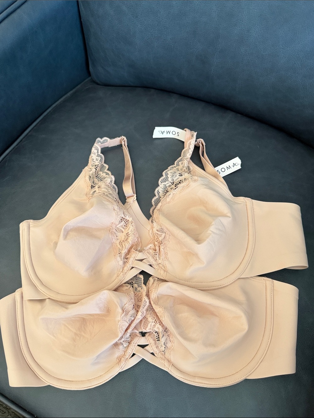 NWT Soma Nude Lace-Trim Underwire Bra Set